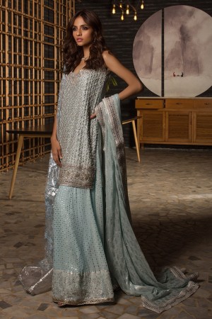 ICEBLUE GEORGETTE DUPATTA WITH LACE
