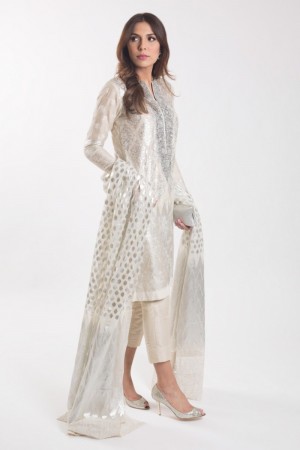 IVORY AND SILVER DUPATTA